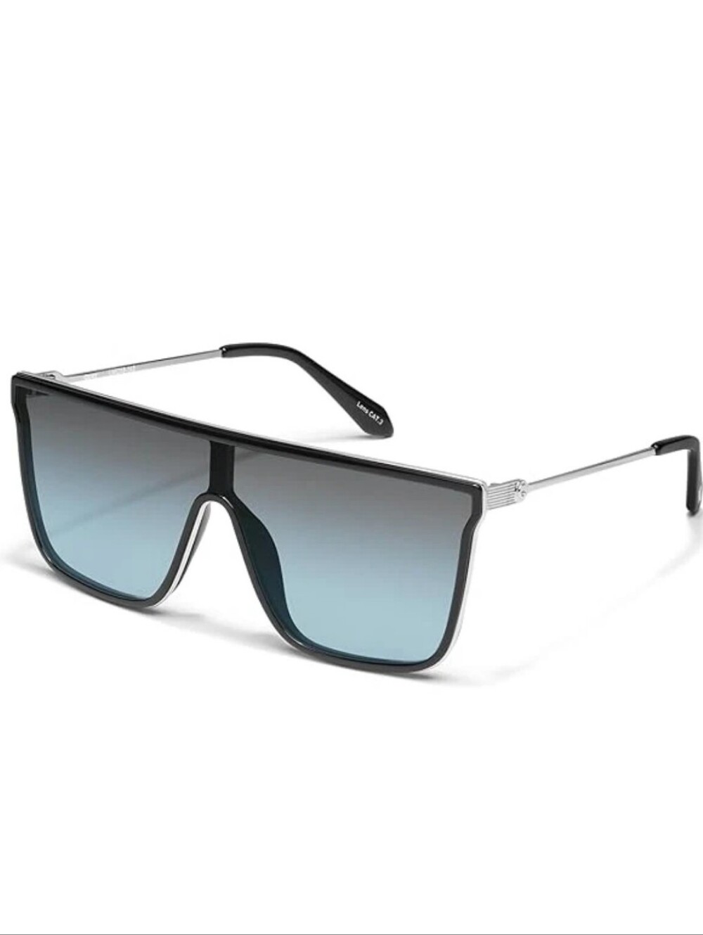 Quay Australia Nightfall Remixed Shield Flat Top Sunglasses- Black/Clear